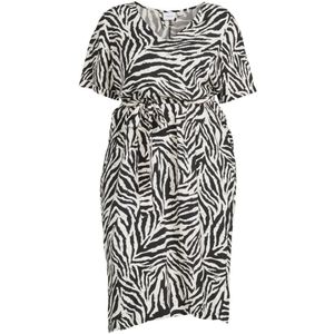 EVOKED VILA jurk VICELINA met zebraprint en ceintuur beige/zwart