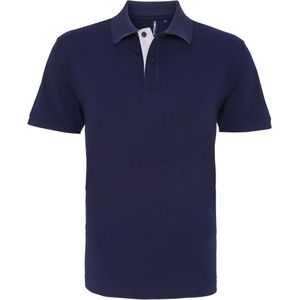 Asquith & Fox Heren Klassieke Pasvorm Contrast Poloshirt (Marine / Wit)