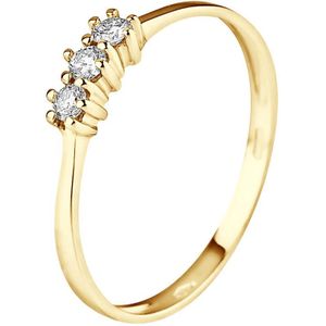 Ring TRILOGIE Diamonds 0,15 Cts riek 18 karaats geel goud