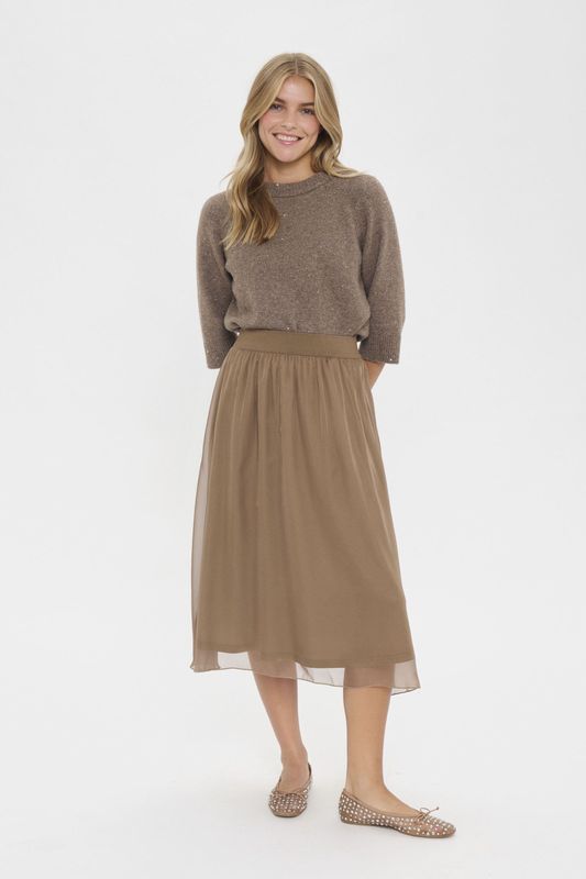 SAINT TROPEZ - SZCoral - A-lijnrok - Beige - 3/4 Lengte