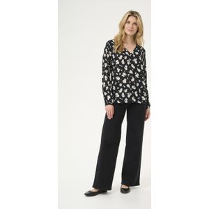 Blouse met lange mouwen Regular fit Black/White Flower Print floral