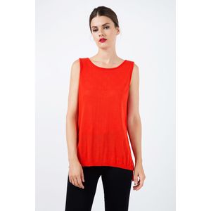 Conquista Fashion - Mouwloze Gebreide Top - Ongelijke Zoomlijn