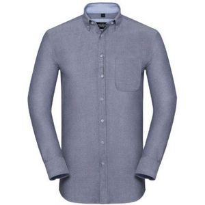 Russell Collection Heren Lange Mouwen Getailleerd Oxford shirt (Oxford Navy/Oxford Blue)