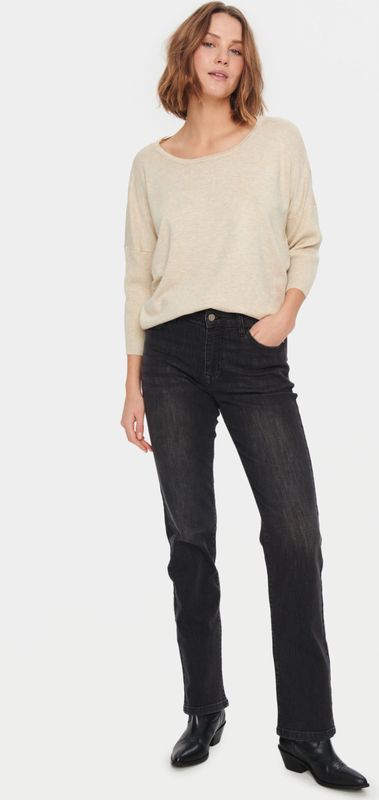 Saint Tropez - Mila SZ R-Neck Pullover - Bruin - Truien