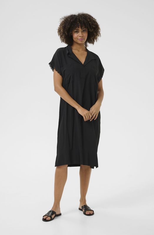 Jurk - Loose Fit - Zwart - Onder de Knie - Mouwloos