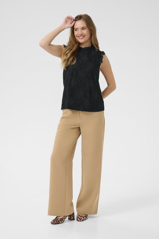 CULTURE - Blouse - Zwart - Mouwloos - Normale Pasvorm