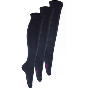 3 paar effen kniekousen van bamboe voor meisjes - Donker Grijs