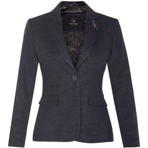 Dames Tweed jaren 1920 visgraat marineblauwe blazer