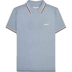 Lambretta Heren SS25 Triple Tipped Groot & Lang Poloshirt (Dusky blauw/wit/navy/crème)