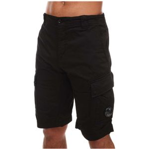 Men's C.P. Company Stretch Sateen Cargo Shorts In Black - Maat S