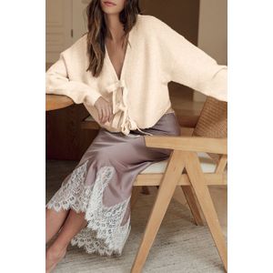 Trui met strikdetail en gebreide cardigan