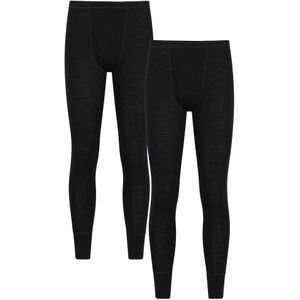 Mountain Warehouse Heren Merino Wol Base Layer Onderbroek (Set van 2) (Zwart)