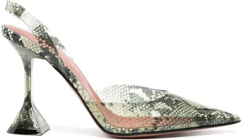Amina Muaddi - Holli Glass 95mm - Pumps - Groen - Slangenprint