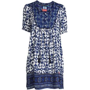 Superdry Jurk Met All Over Print En Franjes Blauw/wit - Dames - Maat L