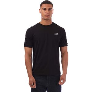 Emporio Armani Heren EA7 Logo Getaped T-Shirt (Zwart)
