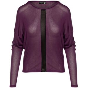 Mauve Top Met Vleermuismouwen En Details Van Imitatieleer - Maat S