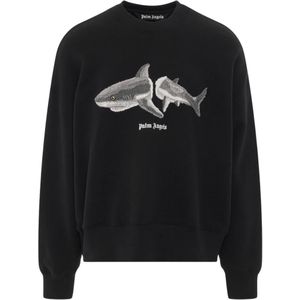 Palm Angels Split Shark Logo Black Sweatshirt