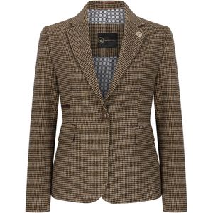 Dames - Bruine - Pied-de-poule - Wolmix - Tweed Blazer