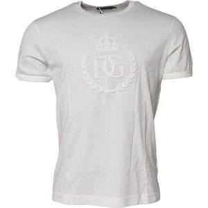 Dolce & Gabbana - DG Crown Embossed - T-shirt - Wit - Katoen