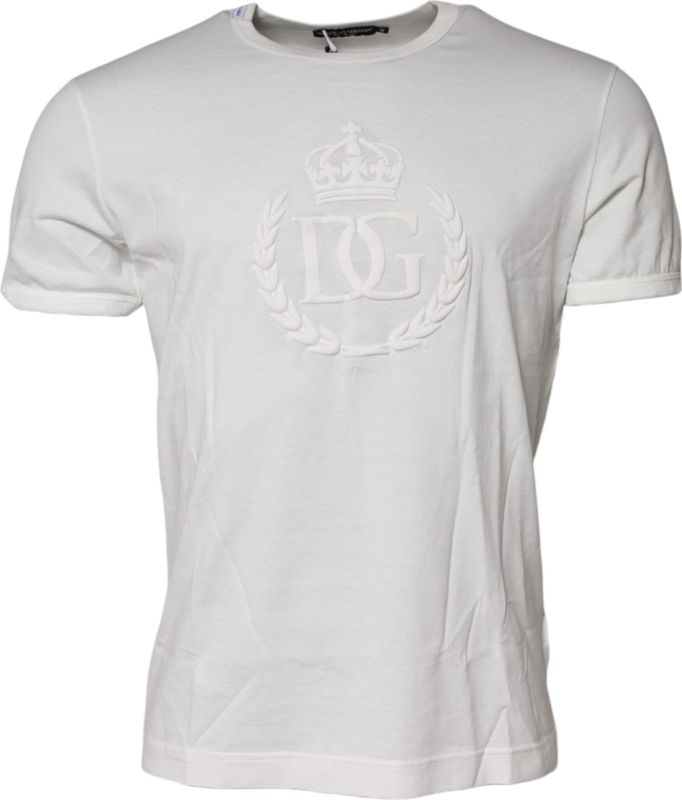 Dolce & Gabbana - DG Crown Embossed - T-shirt - Wit - Katoen