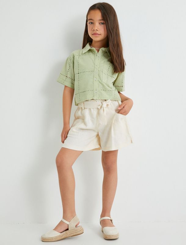 Koton - Broek - Ecru - Linnen - Loosefit