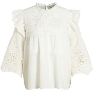 Summum Woman Top Met Ruches Met Broderie Ivoor - Maat L