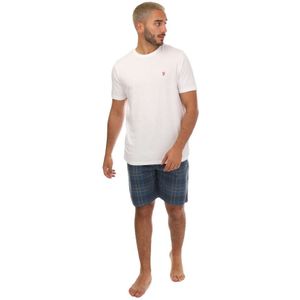 Men's Farah Zacka T-Shirt and Short Set in White Navy
