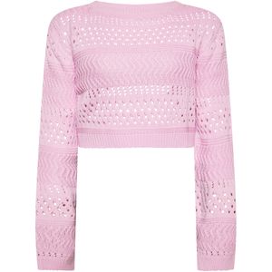 Mymo - Jumper - Roze - Dames - Crop-sweater - Structuurgebreid