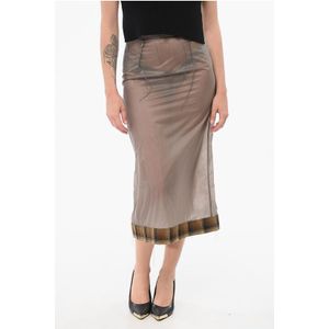 MM1 Potloodrok met halve rits aan de achterkant in grijs