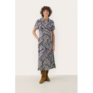 Jurk - Feminine - Midi Lengte - Blauw Multi