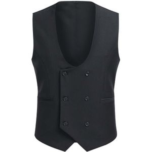 Slim Fit zwart vest met dubbele rij knopen