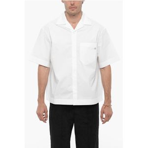 Katoenen boxy fit overhemd met borstzak in wit