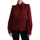 Dolce & Gabbana - Zijdenmix Polo Blouse - Bordeauxrood - Dames
