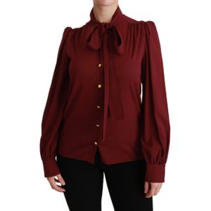 Dolce & Gabbana - Zijdenmix Polo Blouse - Bordeauxrood - Dames