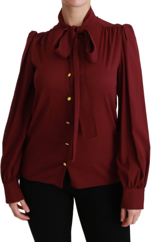 Dolce & Gabbana - Zijdenmix Polo Blouse - Bordeauxrood - Dames
