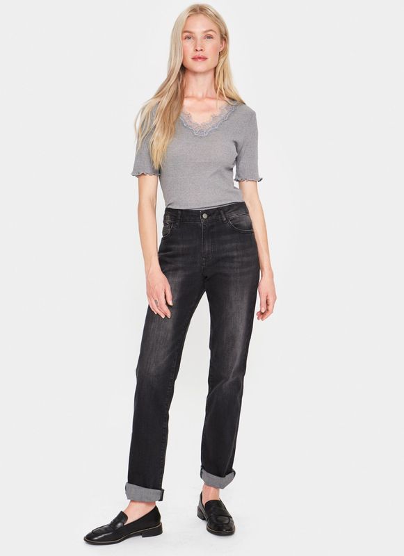 Shirt - Maya - Effen - V-hals - Kwartmouw - Slanke Pasvorm