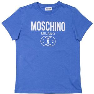 Boy's Moschino Double Smiley Logo T-Shirt in Blue