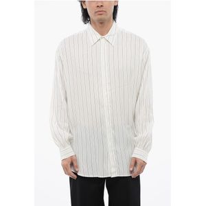 Gestreept zijden overhemd in wit