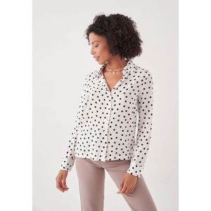 Herita Shirt Met Stippen - Zwart En Wit - Maat L
