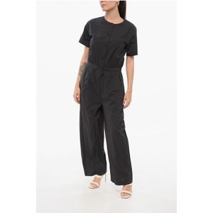 Jumpsuit met korte mouwen van poplinkatoen in zwart