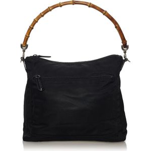 Vintage Gucci Bamboo Nylon Handbag Black