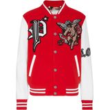 Philipp Plein - Bomberjack - Rood - Wol en Kalfsleer