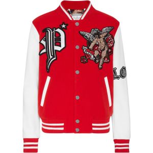 Philipp Plein - Bomberjack - Rood - Wol en Kalfsleer