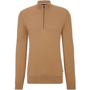 Boss Heren Embrando-P Kwart Zip Sweater Top (Beige)