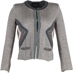Isabel Marant Peru Tweed Jas in Zigzagpatroon Grijs Katoen