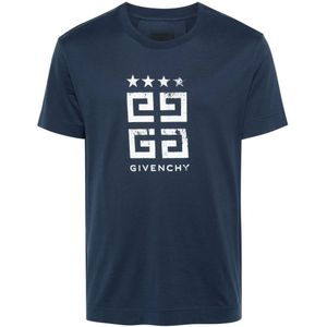 Givenchy 4G Stars wit logo bedrukt T-shirt in blauw
