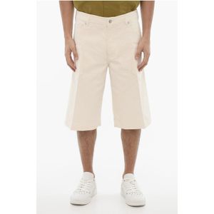 Losse stretch denim shorts in wit