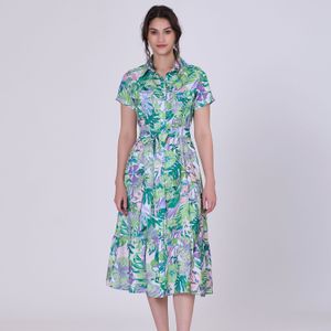 Tropische print MIDI -shirtjurk