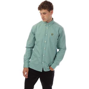 Lyle & Scott Heren Knoop-overhemd Katoen Linnen (Turquoise)