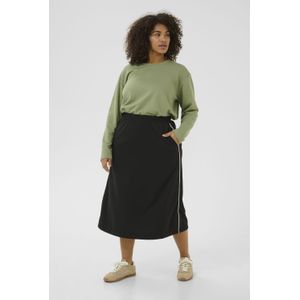 Strokenrok - Midi - Zwart - 76% Polyester - 20% Viscose - 4% Elastaan